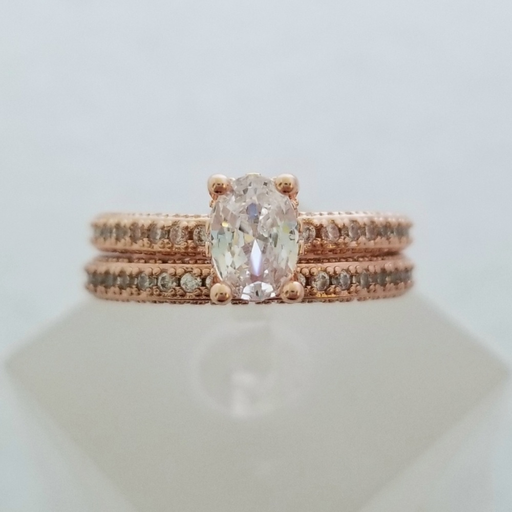 (2pcs) 1ct TW 18k Over Sterling Ring Set